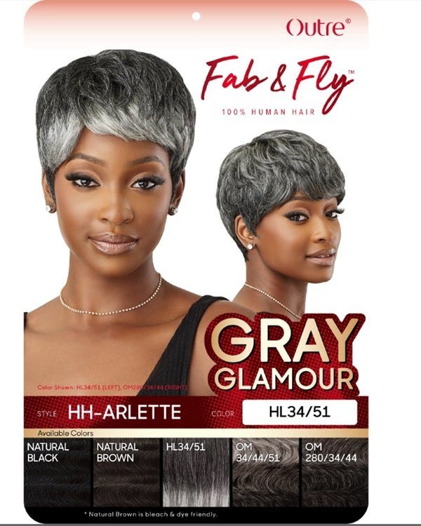 Outre 100% Human Hair Fab & Fly Gray Glamour Full Cap Wig - HH ARLETTE - EgoWigs.com