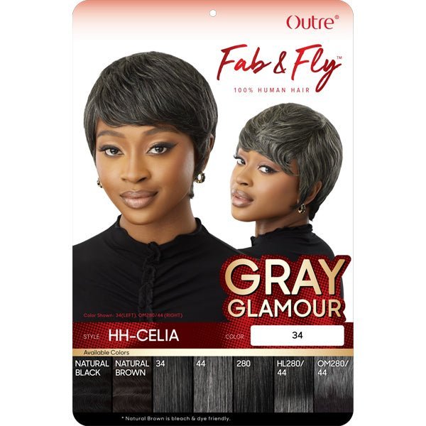 Outre 100% Human Hair Fab & Fly Gray Glamour Full Cap Wig - HH CELIA - EgoWigs.com