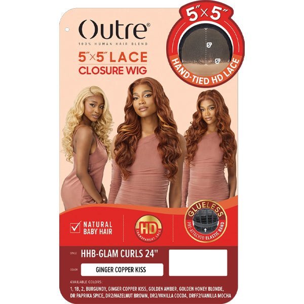 Outre Human Hair Blend 5x5 Lace Closure Wig - HHB GLAM CURLS 24" - EgoWigs.com