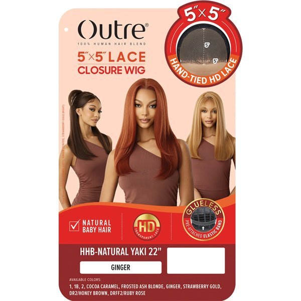 Outre Human Hair Blend 5x5 Lace Closure Wig - HHB NATURAL YAKI 22" - EgoWigs.com