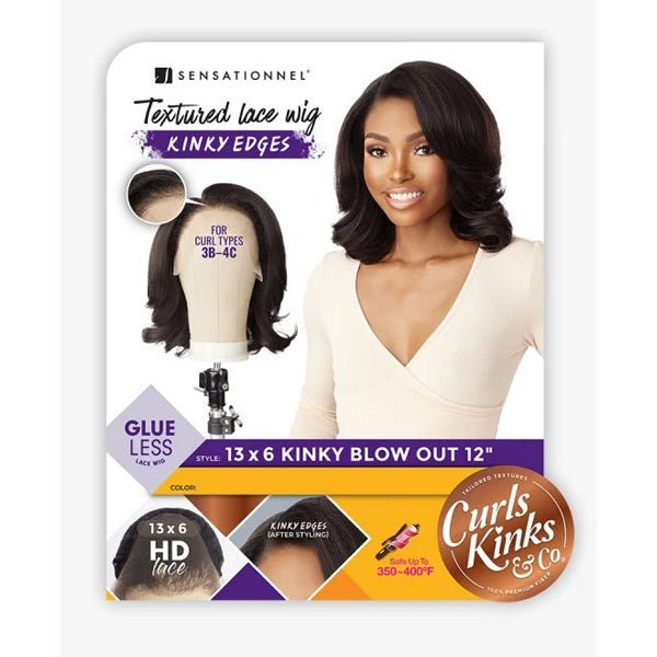 Sensationnel Kinky Edges Kinks & Co 13x6 HD Lace Front Wig - 13x6 KINKY BLOW OUT 12" - EgoWigs.com