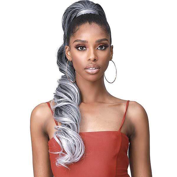 Bobbi Boss Miss Origin Tress Up Human Hair Blend Ponytail - MOD025 LOOSE CURL 28" - EgoWigs.com-NATURAL BLACK