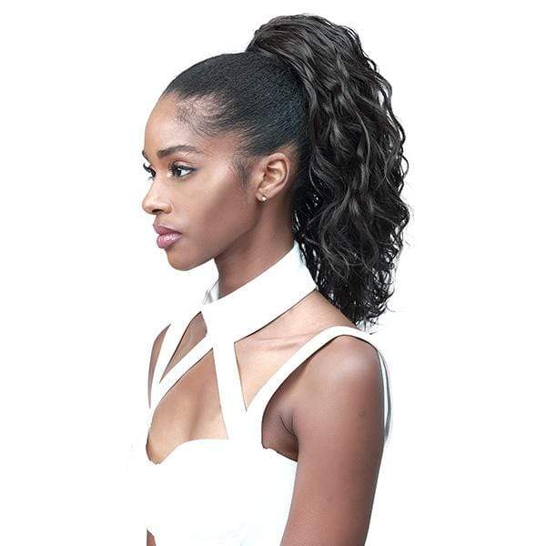 Bobbi Boss Miss Origin Tress Up Human Hair Blend Ponytail - MOD018 OCEAN WAVE 14" - EgoWigs.com-NATURAL BLACK