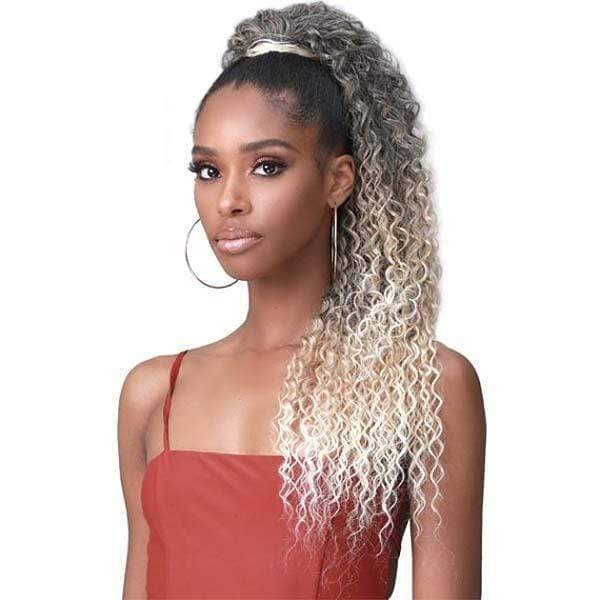 Bobbi Boss Miss Origin Tress Up Human Hair Blend Ponytail - MOD023 WATER WAVE 28" - EgoWigs.com-NATURAL BLACK