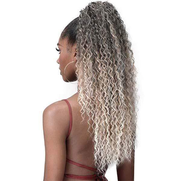 Bobbi Boss Miss Origin Tress Up Human Hair Blend Ponytail - MOD023 WATER WAVE 28" - EgoWigs.com-NATURAL BLACK