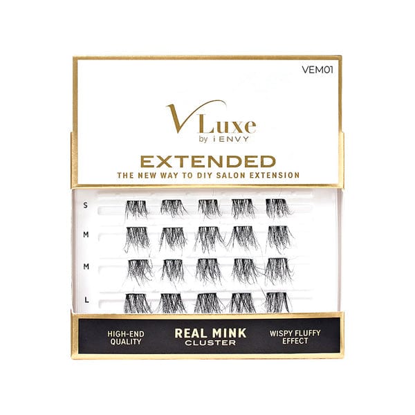 VLUXE BY IENVY Extended Real Mink Cluster Lashes - (C) - EgoWigs.com-VEM01-WISPY FLUFFY