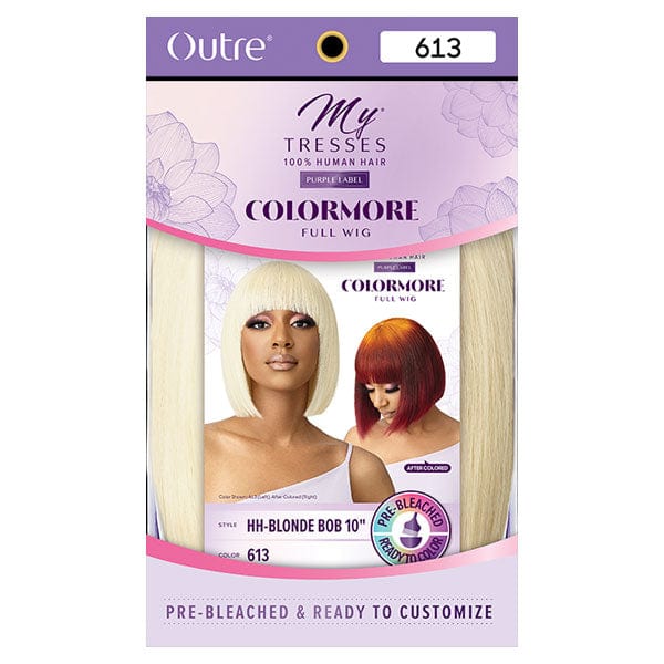 Outre 100% Human Hair Full Wigs 613 Outre 100% Human Hair MyTresses Purple Label Color More Full Wig - BLONDE BOB 10"