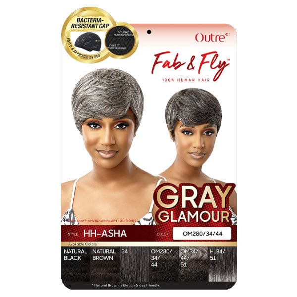 Outre 100% Human Hair Full Wigs Outre 100% Human Hair Fab & Fly Gray Glamour Full Cap Wig - ASHA