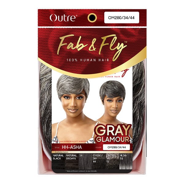 Outre 100% Human Hair Full Wigs Outre 100% Human Hair Fab & Fly Gray Glamour Full Cap Wig - ASHA