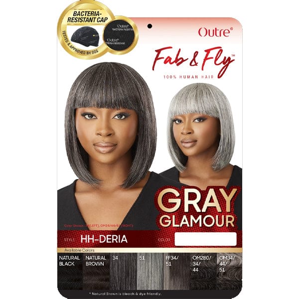 Outre 100% Human Hair Full Wigs Outre 100% Human Hair Fab & Fly Gray Glamour Full Cap Wig - HH DERIA