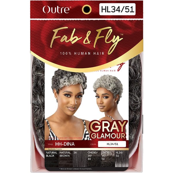 Outre 100% Human Hair Full Wigs Outre 100% Human Hair Fab & Fly Gray Glamour Full Cap Wig - HH DINA