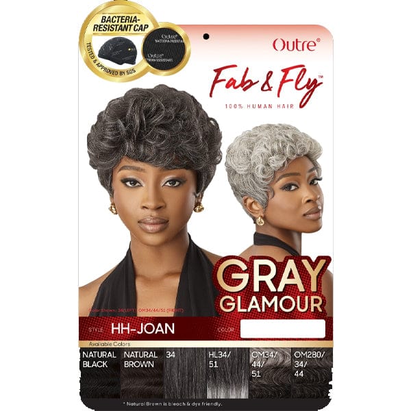 Outre 100% Human Hair Full Wigs Outre 100% Human Hair Fab & Fly Gray Glamour Full Cap Wig - HH JOAN