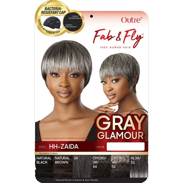 Outre 100% Human Hair Fab & Fly Gray Glamour Full Cap Wig - HH ZAIDA - EgoWigs.com-NATURAL BLACK