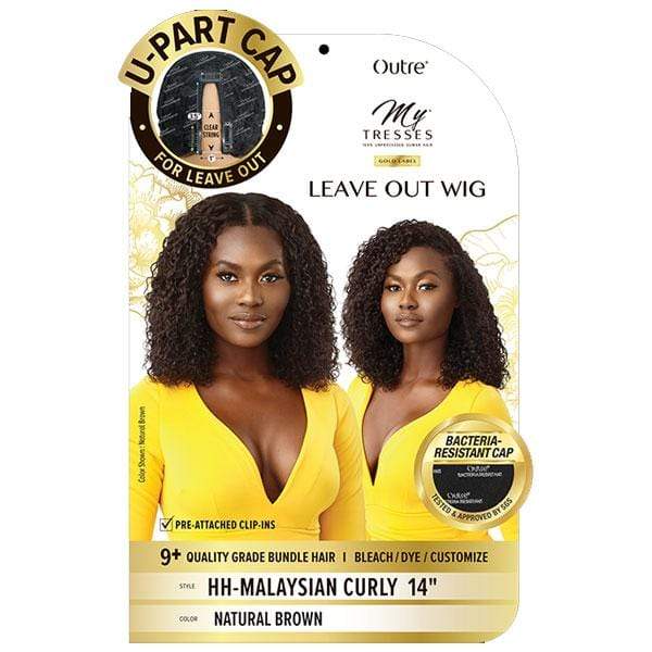 Outre Mytresses Gold Label 100% Human Hair U-Part Cap Wig - MALAYSIAN CURLY 14" - EgoWigs.com-Natural Black