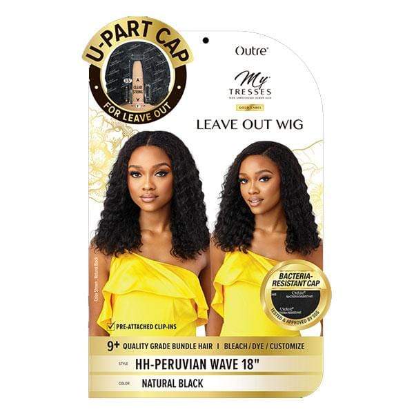 Outre Mytresses Gold Label 100% Human Hair U-Part Cap Wig - PERUVIAN WAVE 18" - EgoWigs.com-NATURAL BLACK