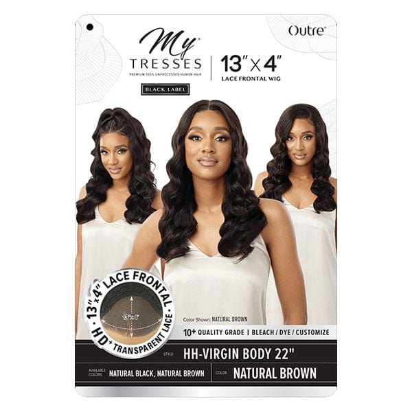 Outre 100% Human Hair Lace Wigs Outre My Tresses Black Label HD 13x4 Lace Front Wig - VRIGIN BODY 22"