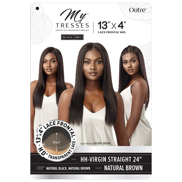 Outre 100% Human Hair Lace Wigs Outre My Tresses Black Label HD 13x4 Lace Front Wig - VRIGIN STRAIGHT 24"