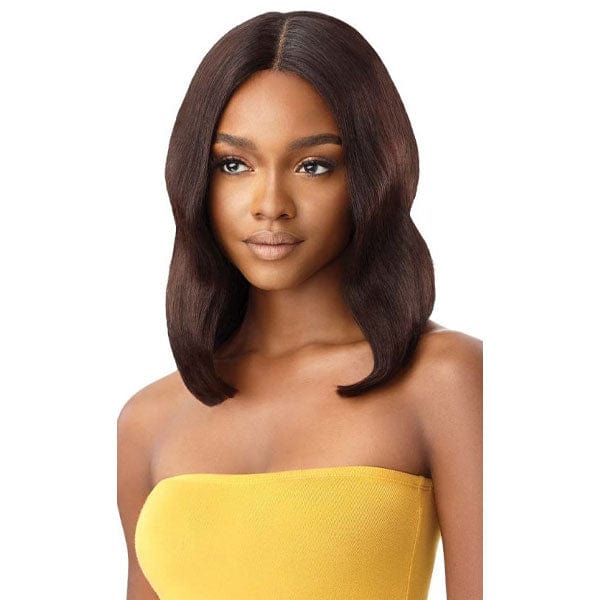 Outre 100% Human Hair Lace Wigs Outre The Daily Wig 100% Unprocessed Human Hair Wey & Wavy Wig - NATURAL DEEP 12"