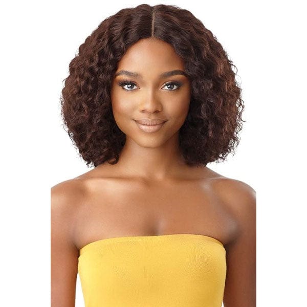 Outre 100% Human Hair Lace Wigs Outre The Daily Wig 100% Unprocessed Human Hair Wey & Wavy Wig - NATURAL DEEP 12"