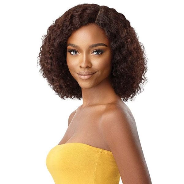 Outre 100% Human Hair Lace Wigs Outre The Daily Wig 100% Unprocessed Human Hair Wey & Wavy Wig - NATURAL DEEP 12"