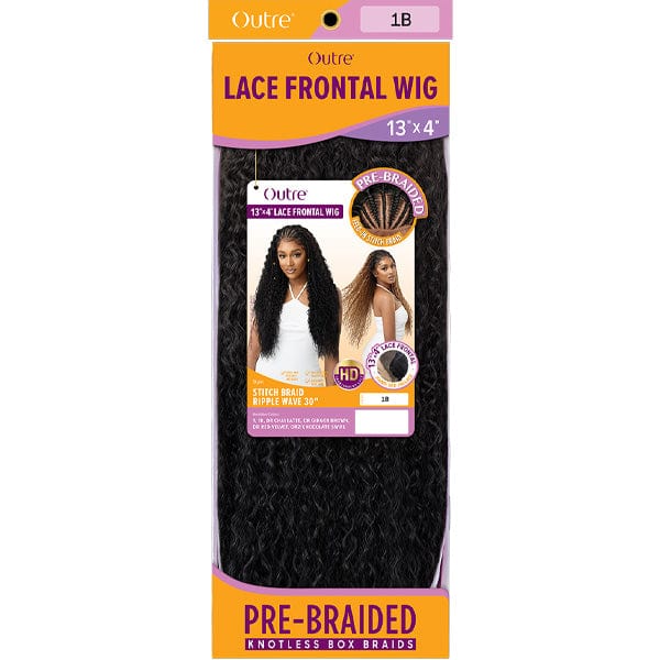 Outre Frontal Lace Wigs Outre 13x4 HD Pre-Braided Lace Front Wig - STITCH BRAID RIPPLE WAVE 30"