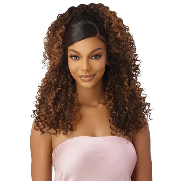 Outre Frontal Lace Wigs Outre Airtied Human Hair Blend Glueless 13X6 HD Lace Front Wig - HHB DOMINICAN CURLY 22"