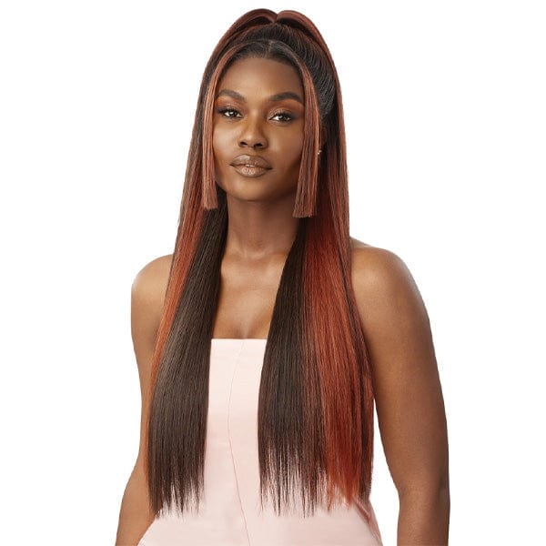 Outre Frontal Lace Wigs Outre Airtied Human Hair Blend Glueless 13X6 HD Lace Front Wig - HHB SLEEK YAKI 28"