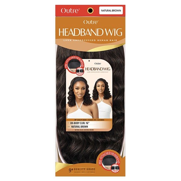 Outre Half Wigs Outre 100% Unprocessed Human Hair Headband Wig - BODY CURL 16"