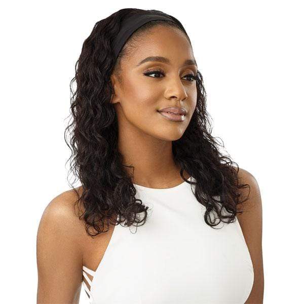 Outre 100% Human Hair Headband Wig - NATURAL WAVE 18" - EgoWigs.com-NATURAL BLACK