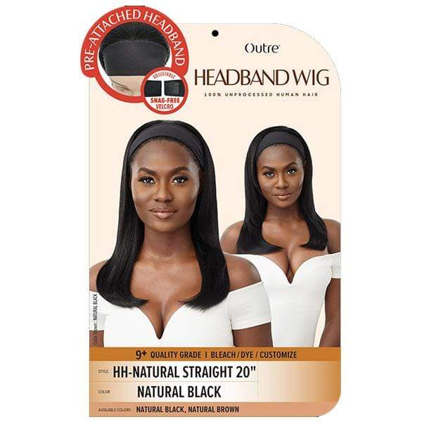 Outre 100% Human Hair Headband Wig - STRAIGHT 20" - EgoWigs.com-NATURAL BLACK