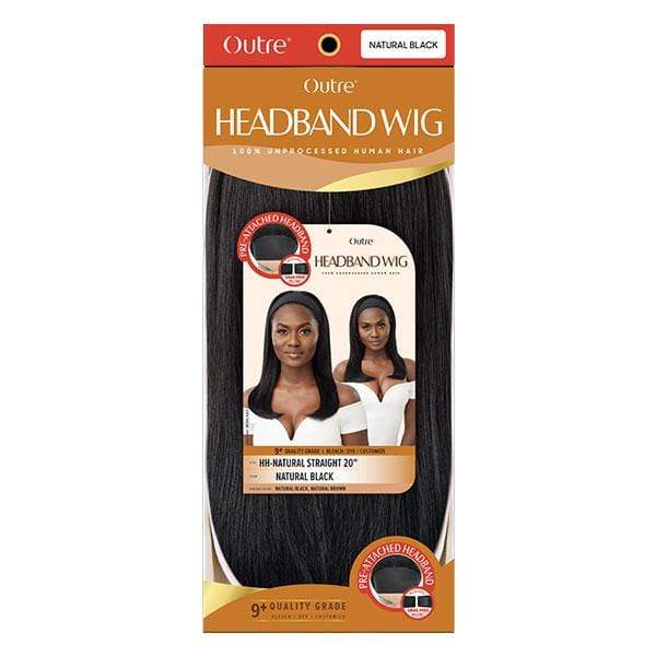 Outre 100% Human Hair Headband Wig - STRAIGHT 20" - EgoWigs.com-NATURAL BLACK