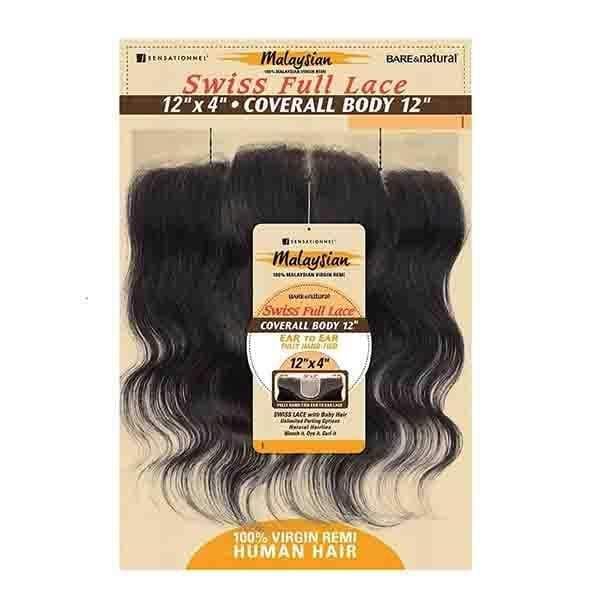 Sensationnel Bare & Natural Frontal Lace Closure Malaysian Virgin Remi - 12x4 Swiss Lace CLOSURE Body 12" -