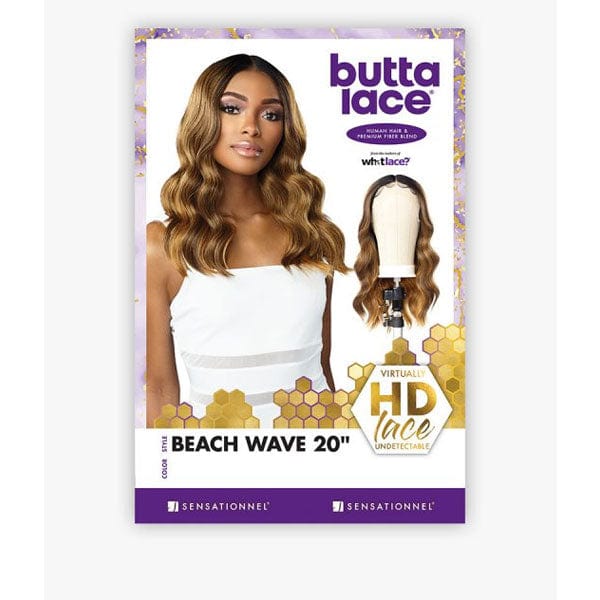 Sensationnel Human Hair Blend Lace Wigs Sensationnel Butta Human Hair Blend Lace Front Wig - BEACH WAVE 20"