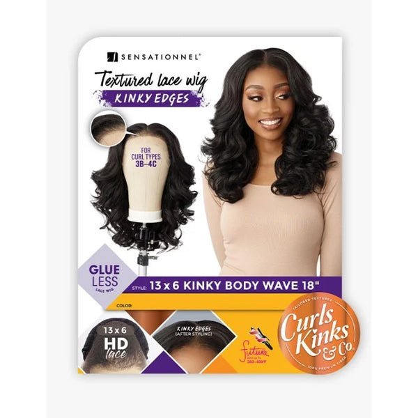 Sensationnel Kinky Edges Kinks & Co 13x6 HD Lace Front Wig - 13x6 KINKY BODY WAVE 18" - EgoWigs.com