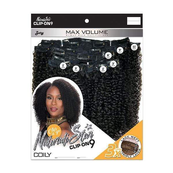 Zury Sis Naturali Star Human Hair Blend Clip On 9 Weave - NAT HB CLIP ON COILY 10" - EgoWigs.com-1