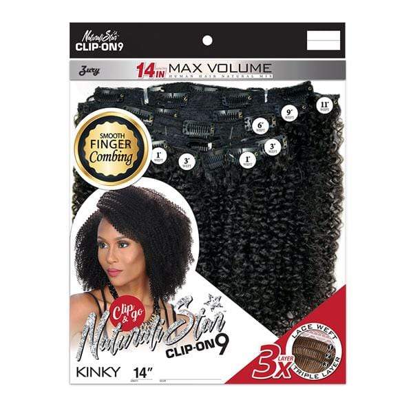 Zury Sis Naturali Star Human Hair Blend Clip On 9 Weave - NAT HB CLIP ON KINKY14" - EgoWigs.com-1