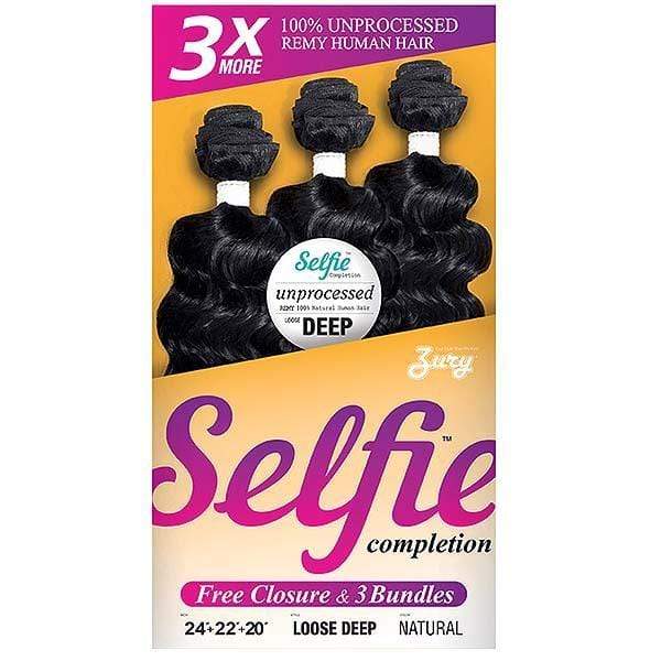 Zury Unprocessed Bundle Hair Zury Selfie Completion Kit 100% Unprocessed Remy Human Hair Weave - LOOSE DEEP